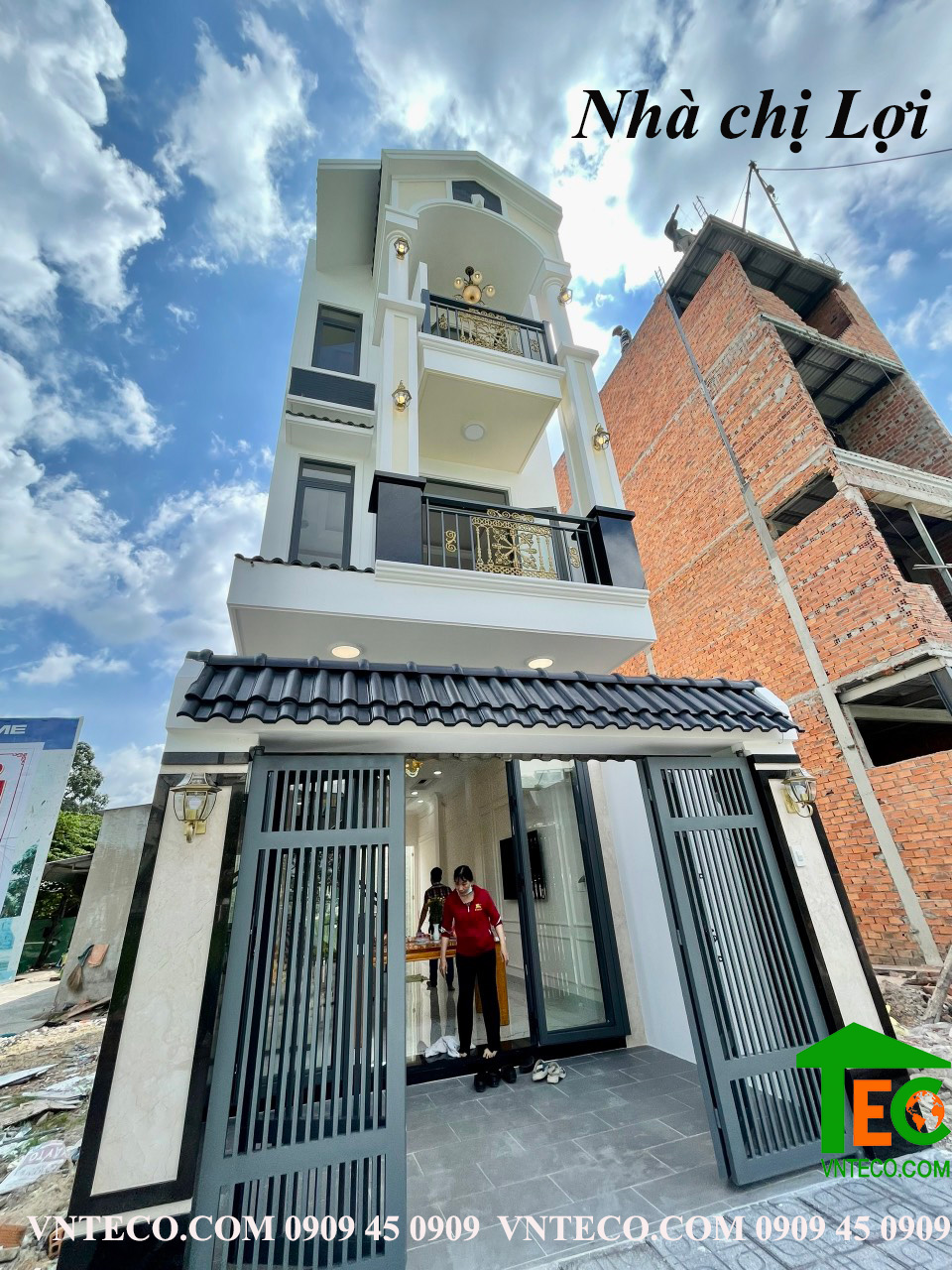 Công trình nhà phố đẹp 1 trệt 2 lầu tum thang sân thượng